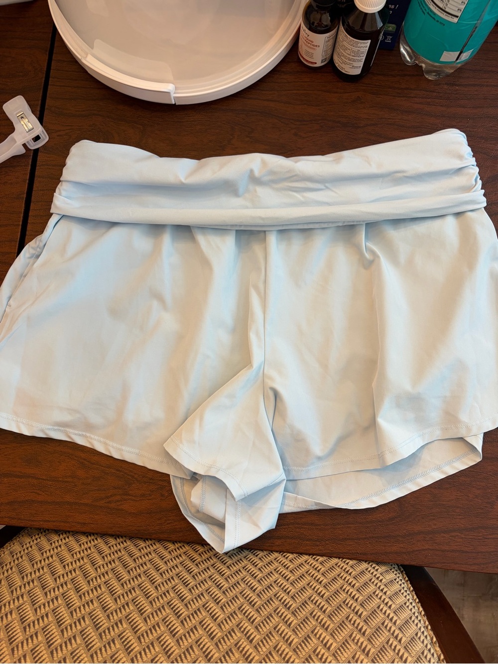 JoyLab Light Blue Fold-Over Waist Athletic Shorts